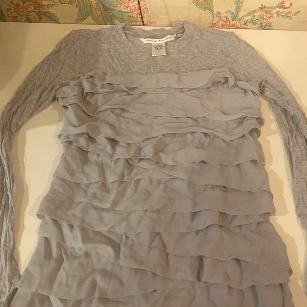 DVF long sleeved ruffle t shirt